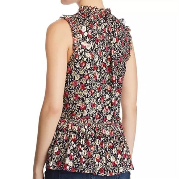 Kate Spade Silk Ruffle Metallic Floral Top Holiday Peplum - Picture 15 of 16